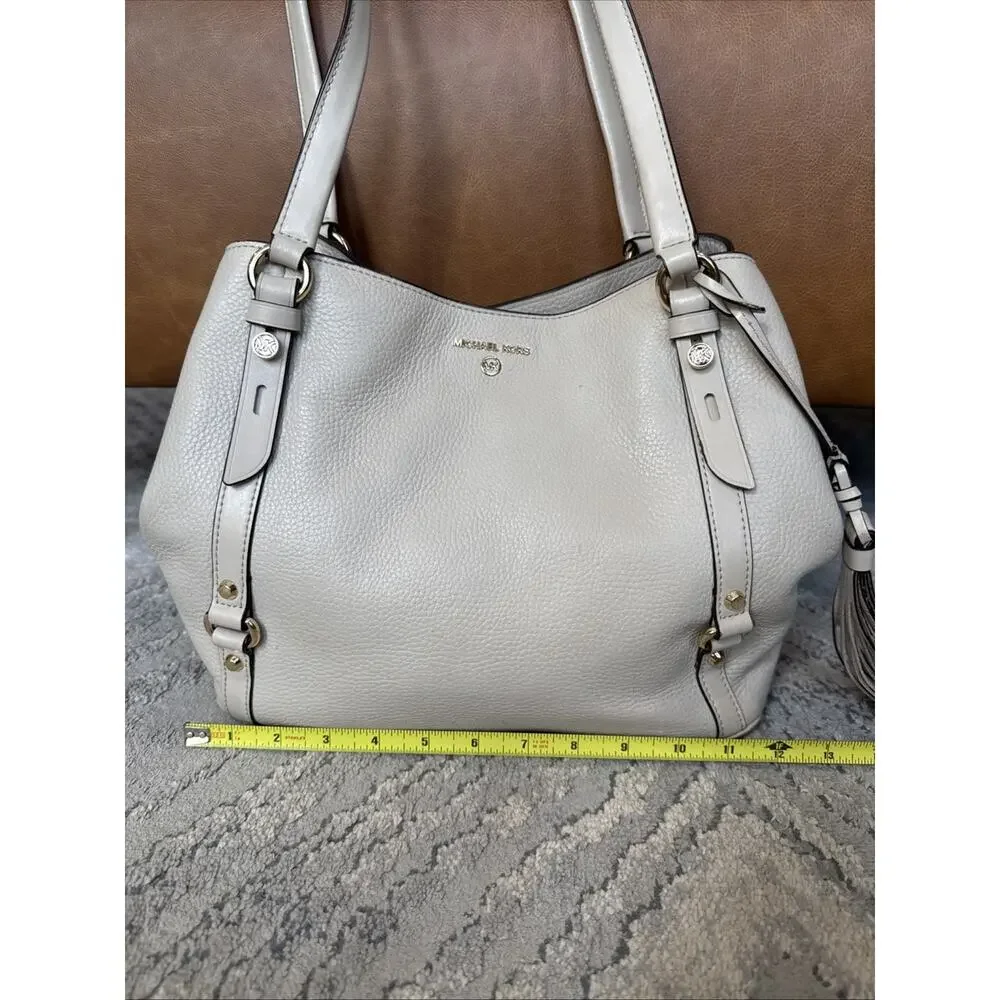 MICHAEL Michael Kors Carrie Large Pebbled Leather Shoulder Bag, Light Sand
